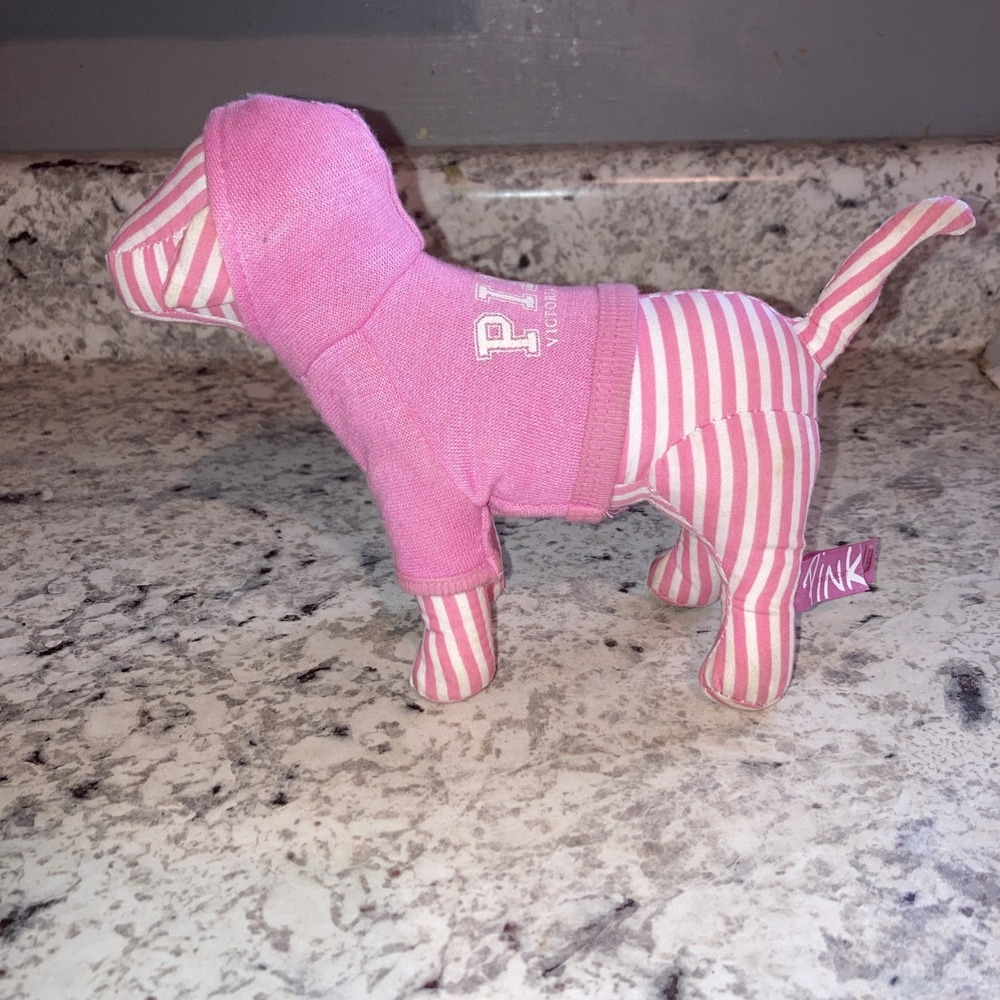 Victoria's Secret PINK 2006 Striped Mini Dog w/ Logo Hoodie Mascot Vintage